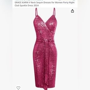 GRACE KARIN V Neck Sequin Sparkle Dresses for Women